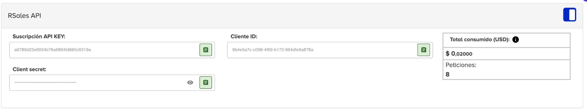 Tokens de suscripción generados